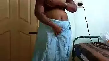 desi indian tamil telugu kannada malayalam hindi horny cheating wife vanitha wearing grey colour saree showing big boobs and shaved pussy press hard