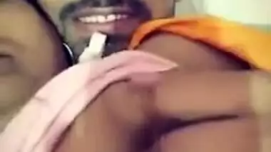 Indian uncovers her full XXX tits for sex partner who touches them