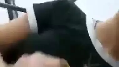 Girl gives a blowjob on the stairs in the Nepali sex video