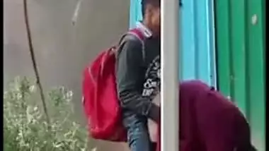 Indian school girl give head outdoor before school and caught on XXX cam