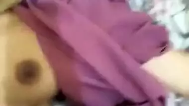 Indian slut falls asleep but boy jerks off and cums on naked tits