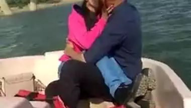 Excited Desi couple shares XXX kisses on boat being in mood for sex