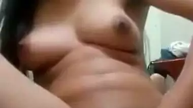 Delhi babe fingers her hairy pussy during a video call sex