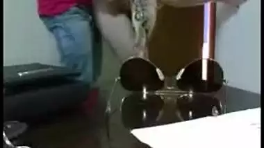 Cheating white slut boss quick fuck with a Desi servant guy before her hubby return