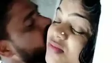 Bearded man kisses his shy Indian wife with full XXX lips on camera