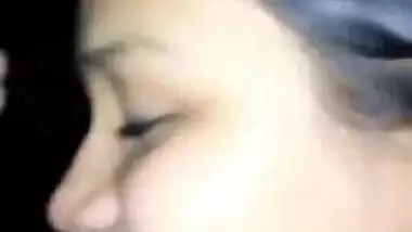 Cute Desi girlfriend kissing & boob pressing hindi audio