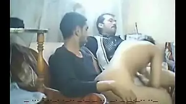 Young call girl enjoys a hardcore threesome with her clients
