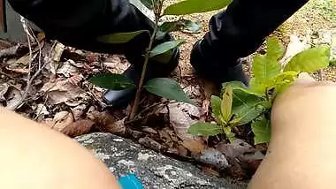 Indian Desi Girlfriend In Open Field Village Outdoor Sex In Forest On Rock