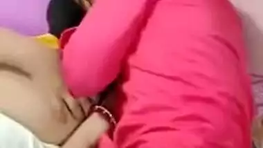 Desi mom lies next to stepson and kisses his lips in front of camera
