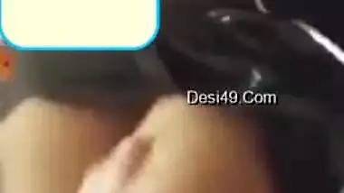 Girl with big boobies performs sex show rubbing own hard perky nipples