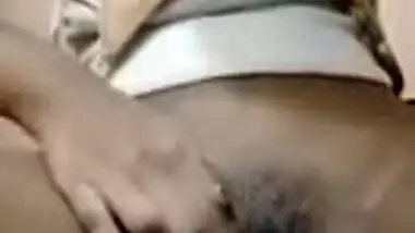 Pretty thin XXX wife plays with pussy posing naked in front of camera