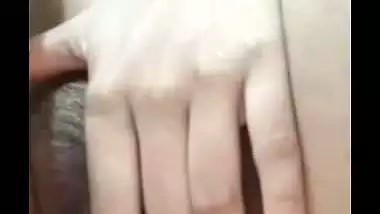 Beautiful hairy pussy rubbing on live cam by horny GF