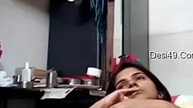 Relaxed Desi sweetheart rubs her XXX snatch waiting for sex with BF