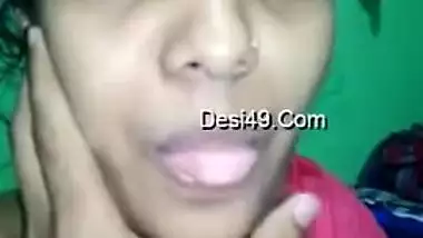 Female in a pink sari allows Indian man to touch her XXX boobs