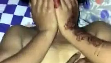 Naked Desi chick hides her face when taking XXX dick for the cam