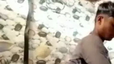 Village guy enjoys bathroom sex with his nude GF