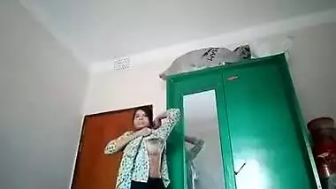 Desi gal with big XXX breasts sticks fingers into her juicy XXX twat