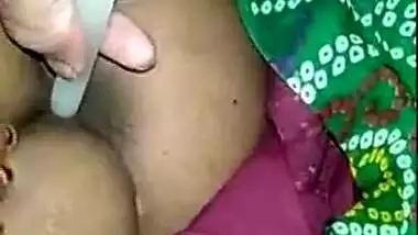 Bhabhi pussy drilled by husband using candle on video call with clear hindi talk