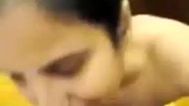 Pervert shoots his stepmom’s blowjob MMS and cums on her